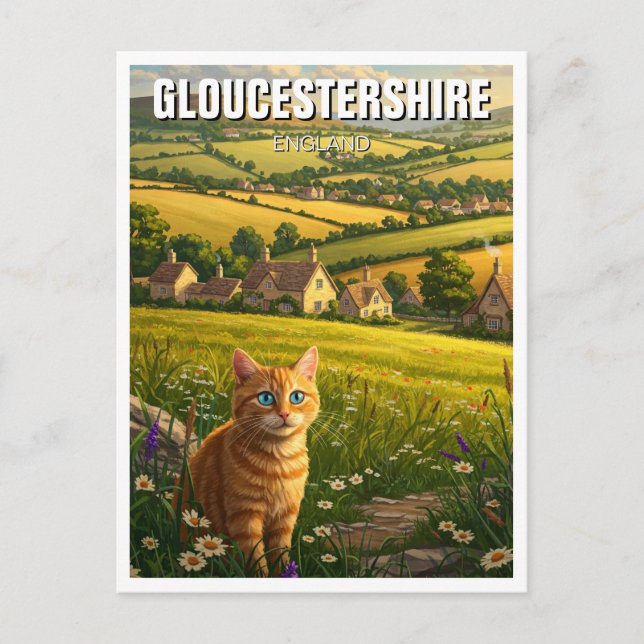 Carte Postale Chat dans Gloucestershire Angleterre Voyage (Devant)