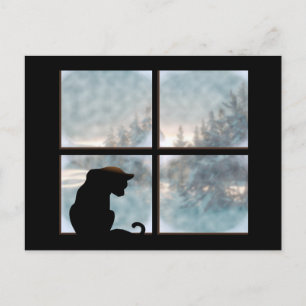 Carte Postale chat dans la fenêtre
