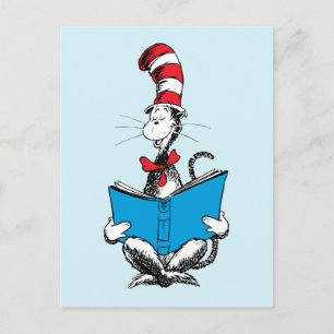 Carte Postale Chat dans le Chapeau Lecture