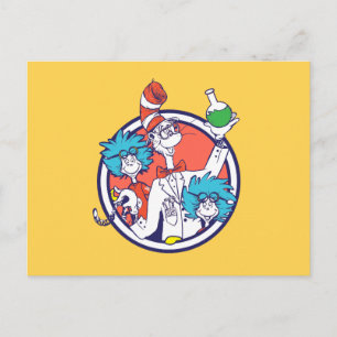 Carte Postale Chat dans le Chapeau & Technicien de Lab Un Techni