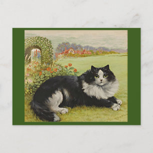 Carte Postale Chat dans le jardin par Louis Wain