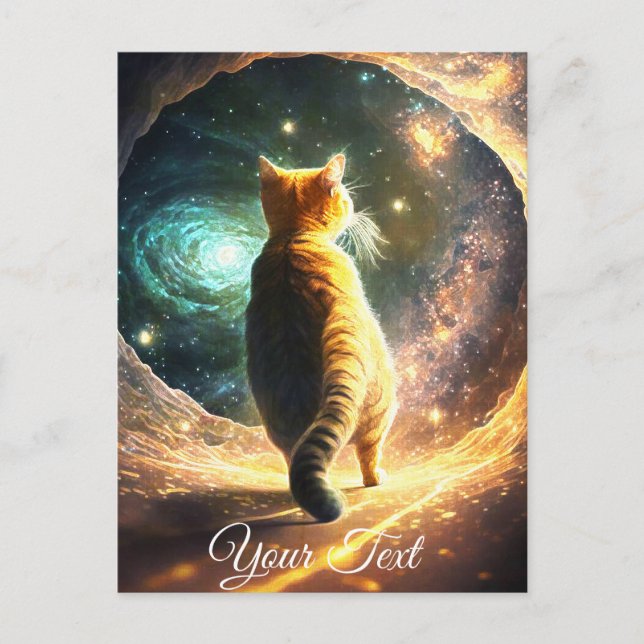 Carte Postale Chat dans le trou spatial. (Devant)