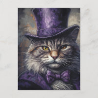 Chat dans un Tophat pourpre Vintage