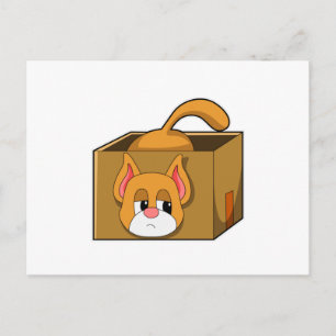 Carte Postale Chat dans une boîte