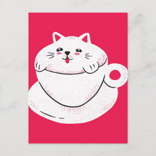 Carte Postale Chat dans une tasse à thé