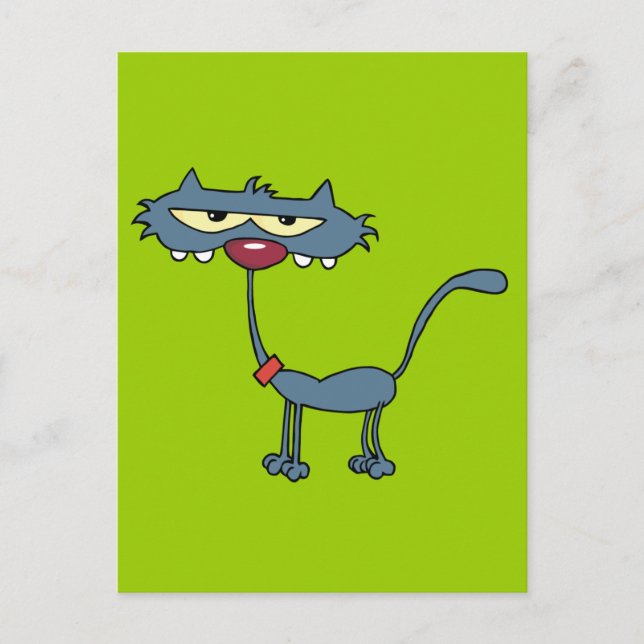 Carte Postale Chat de dessin gris (Devant)