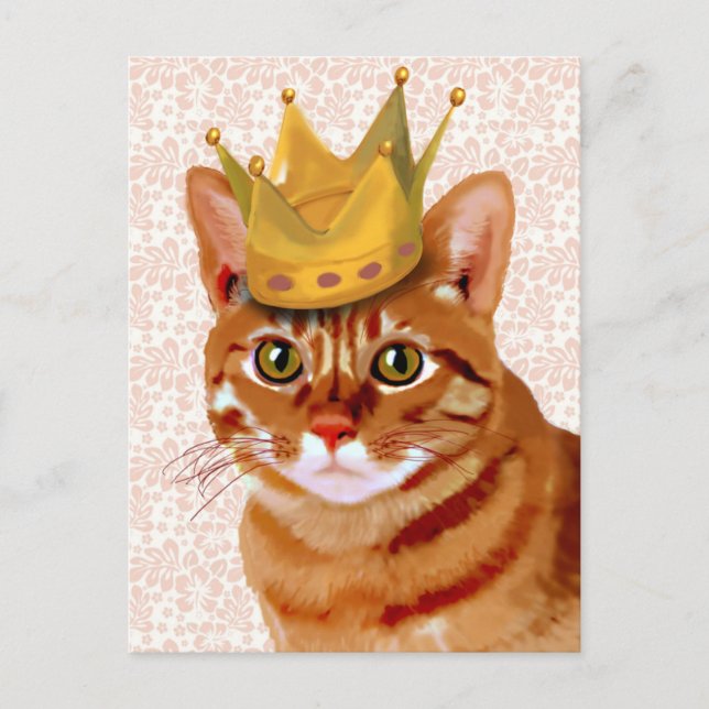 Carte Postale Chat de gingembre avec Portrait de Couronne (Devant)