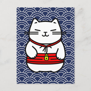 Carte Postale Chat de la chance japonais ou Maneki-Neko