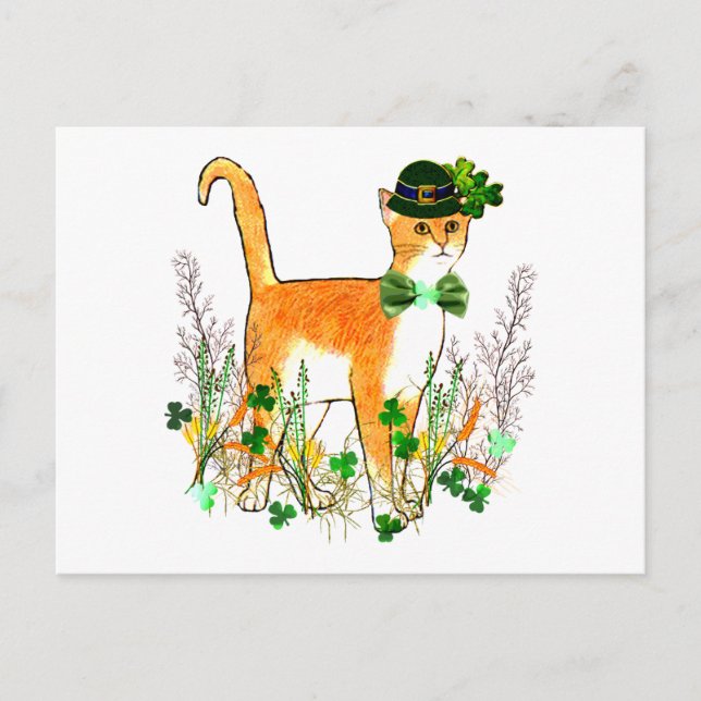 Carte Postale Chat de la Saint Patrick (Devant)