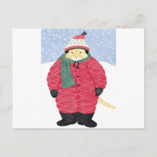 CARTE POSTALE CHAT DE NEIGE