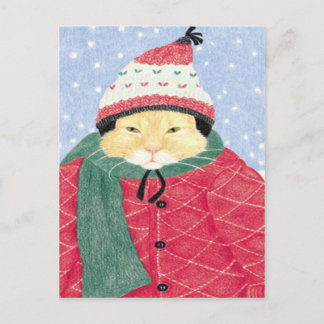 CARTE POSTALE CHAT DE NEIGE