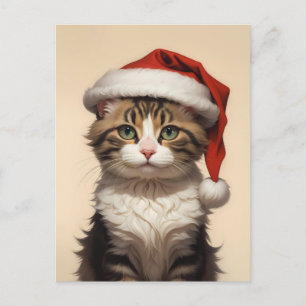 Carte Postale chat de Noël mignon