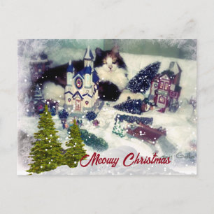 Carte Postale Chat de Noël rétro / Fêtes Amoureux de les chats