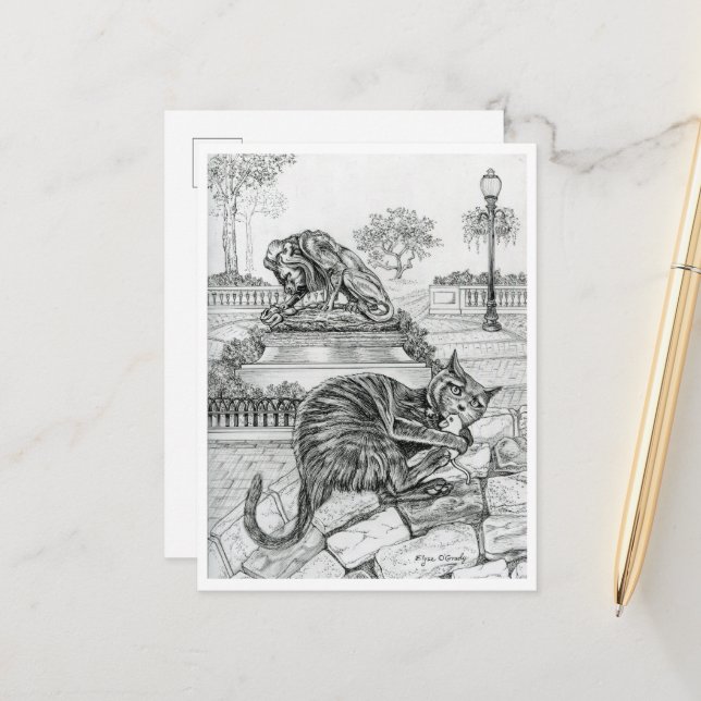 Carte Postale Chat de Philly à Rittenhouse (Devant/Arrière en situation)
