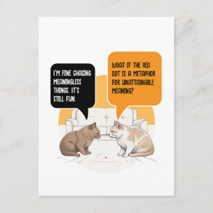 Carte Postale Chat de philosophie Point Rouge Humour Existential