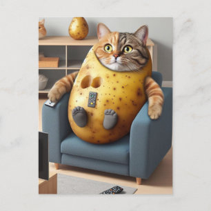 Carte Postale Chat de pomme de terre amusant avec des notes