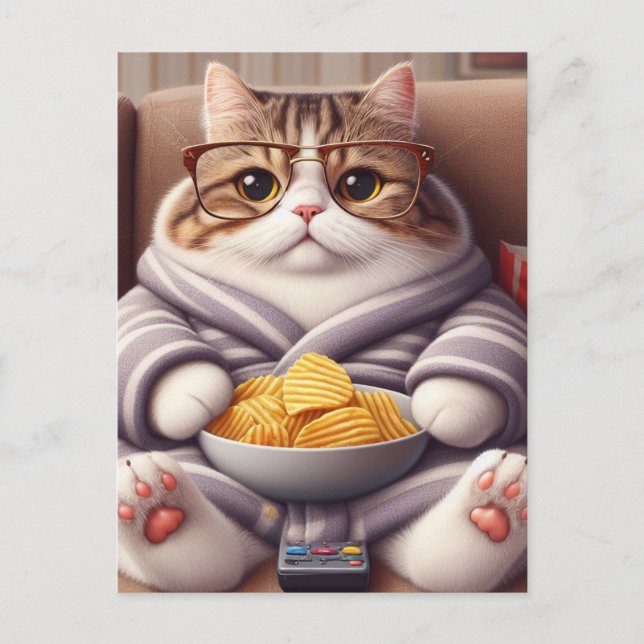 Carte Postale Chat de pomme de terre dans les lunettes Télécomma (Devant)
