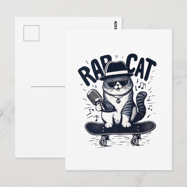 Carte Postale Chat de rap Harmonie (Devant / Derrière)