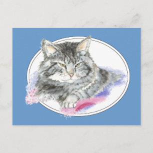 Carte Postale Chat de repos - Collection d'aquarelle d'animal de