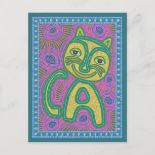 Carte Postale Chat de rêve coloré