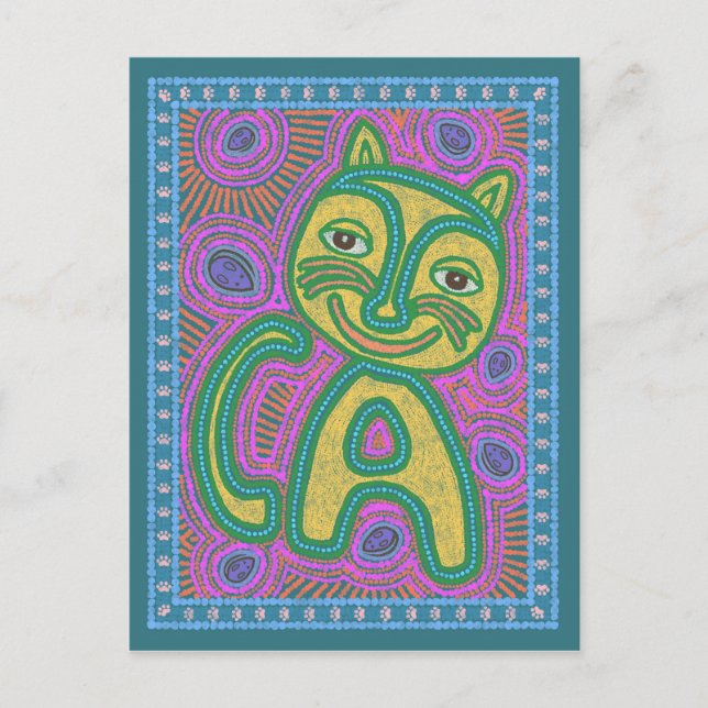 Carte Postale Chat de rêve coloré (Devant)