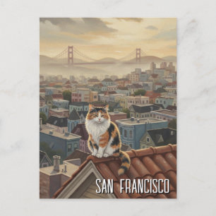 Carte Postale Chat de San Francisco sur un toit