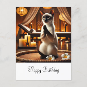 Carte Postale Chat de Siamese à l'anniversaire du Spa