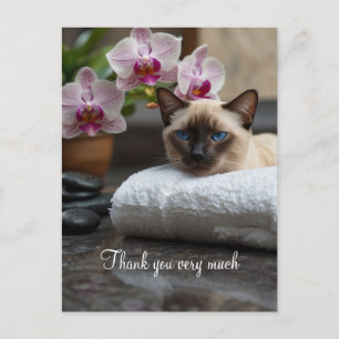 Carte Postale Chat de Siamese en Merci Spa