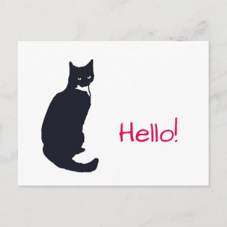 Carte Postale Chat de smoking "bonjour ! "