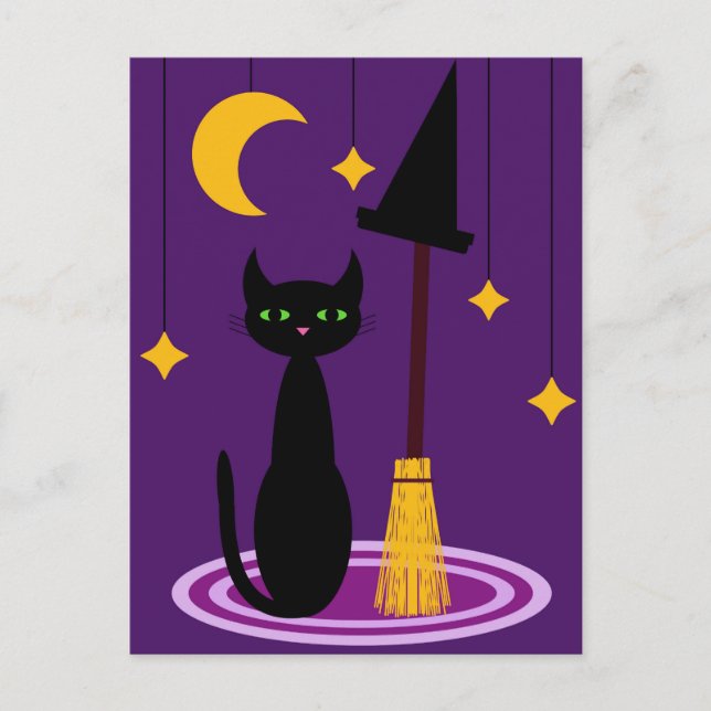 Carte Postale Chat de sorcière (Devant)