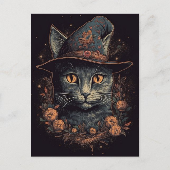 Carte Postale Chat de sorcière (Devant)