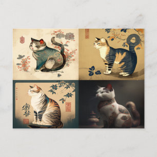 Carte Postale Chat de style chinois