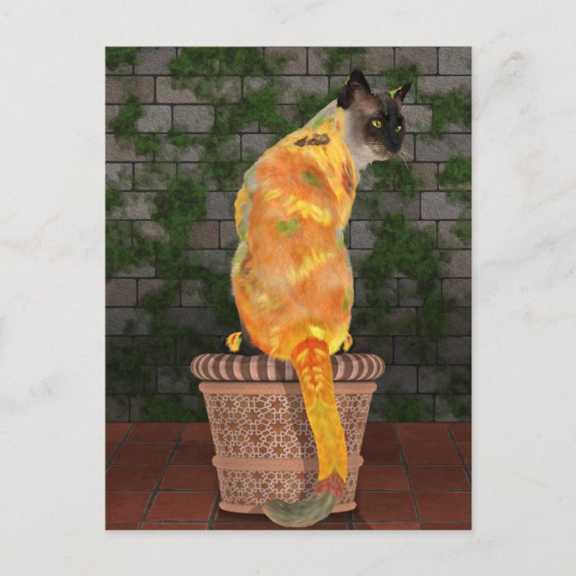 Carte Postale Chat de tournesol confortable (Devant)