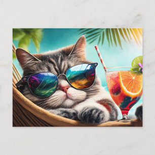 Carte Postale Chat de vacances