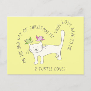 Carte Postale Chat Deux Tourterelles Doses Noël