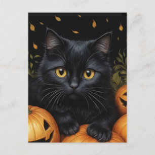 Carte Postale Chat d'Halloween noir