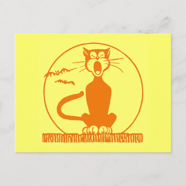 Carte Postale Chat d'Halloween vintage (Devant)