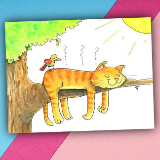Carte Postale Chat dormant au soleil 