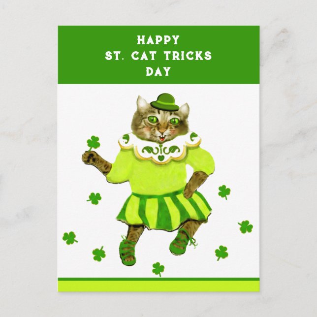 Carte Postale Chat drôle de la Saint-Patrick (Devant)