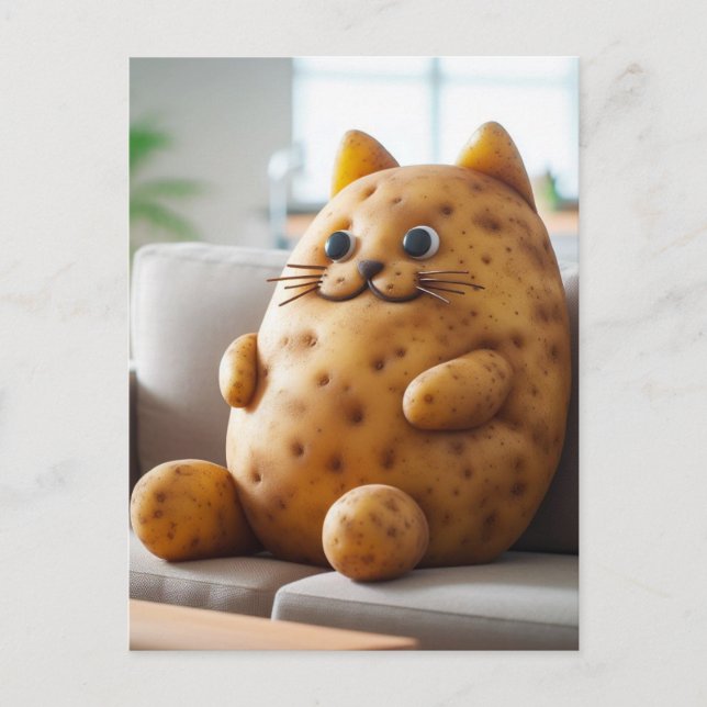 Carte Postale Chat drôle de pomme de terre sur canapé (Devant)