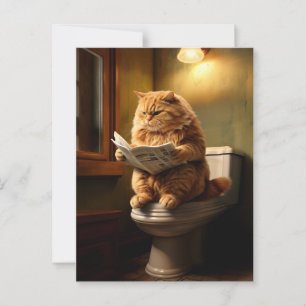 Carte Postale Chat drôle sur Toilet   Humour De Salle De Bains