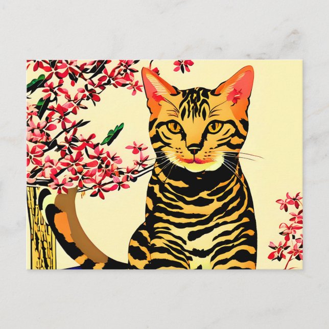 Carte Postale Chat du Bengale assis sur une table (Devant)