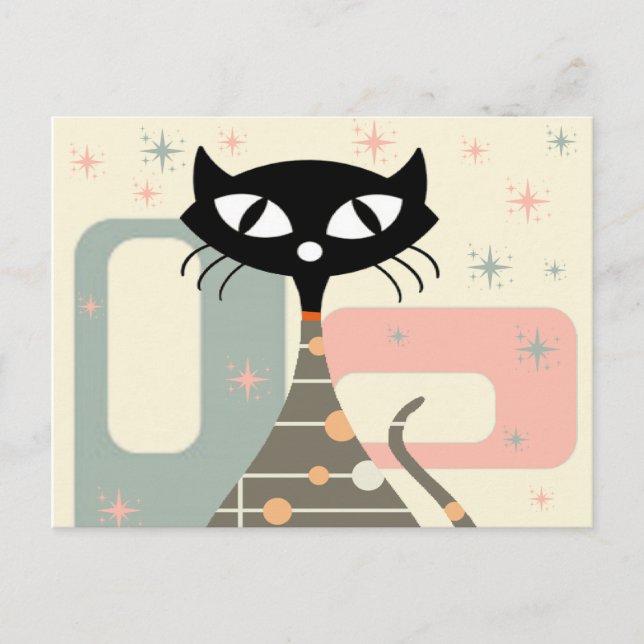 Carte Postale Chat Du Milieu Du Siècle Moderne (Devant)