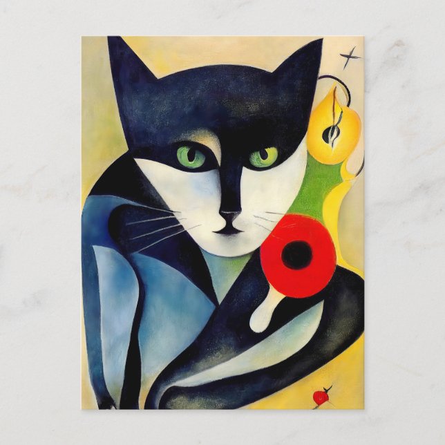Carte Postale Chat du style de l'art moderne classique. (Devant)