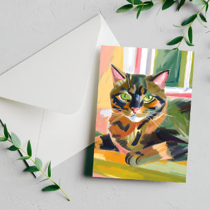 Carte Postale Chat Écaille de Tortue   Peinture de Chat Belle