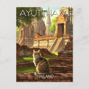 Carte Postale Chat en Ayutthaya Thaïlande Voyage