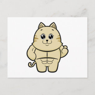Carte Postale Chat en Bodybuilder avec Six pack