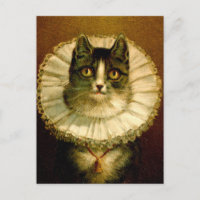 Chat en collier élisabéthain Costume Postcard