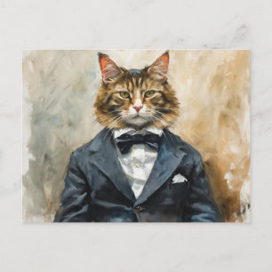 Carte Postale Chat en costume