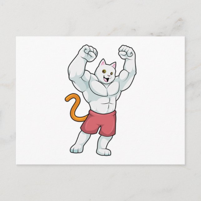 Carte Postale Chat en culturiste avec de gros muscles (Devant)